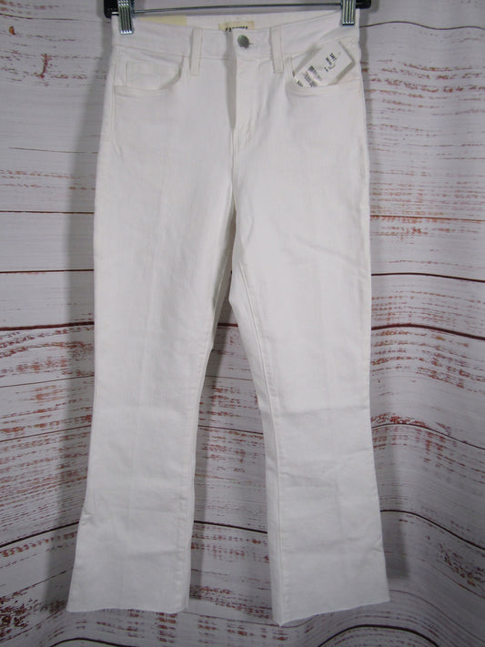 L'Agence Kendra Women's White High Rise Cropped Flare Jeans Size 24