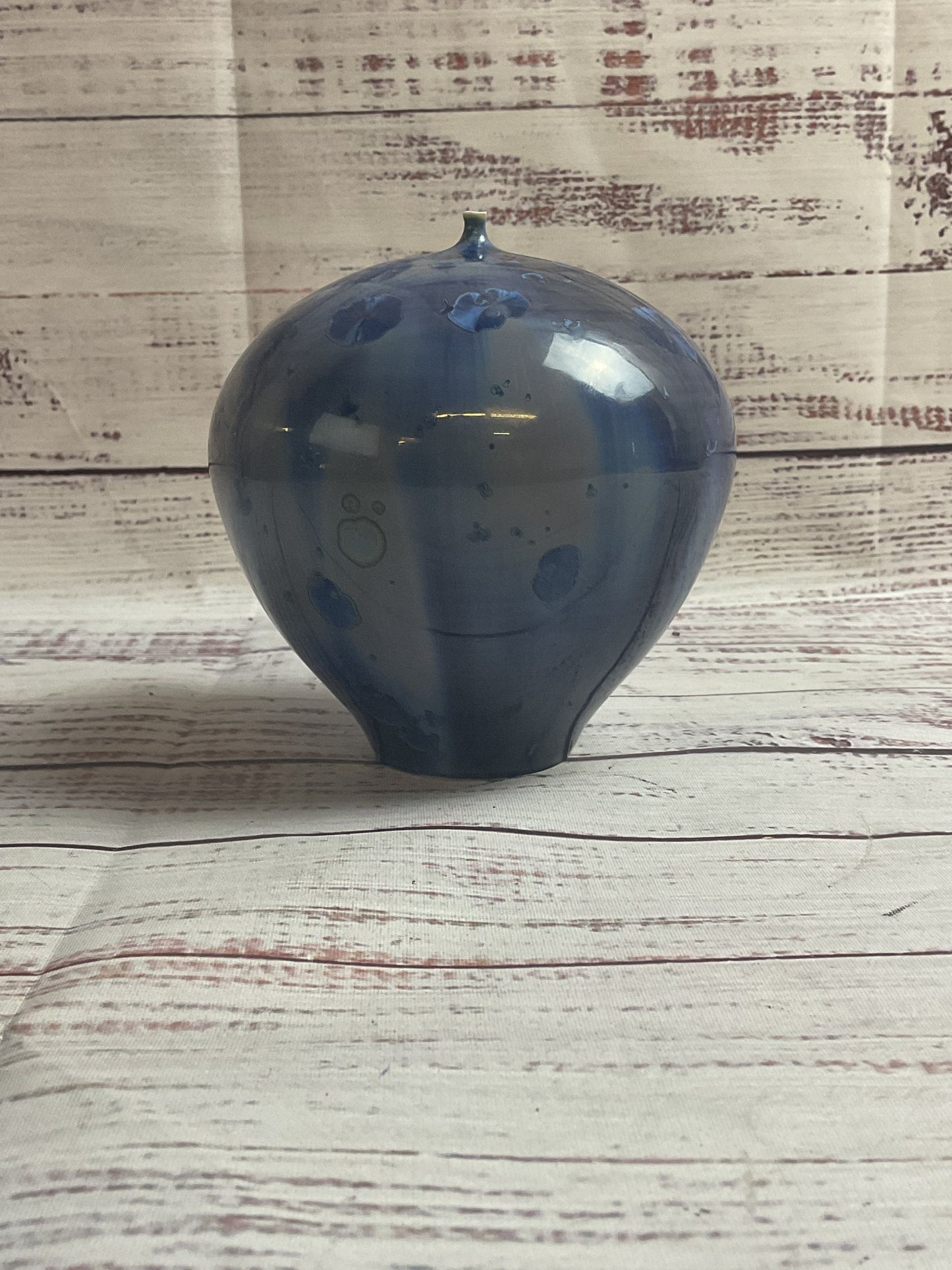 Blue Glazed Floral Signed Incense Vase