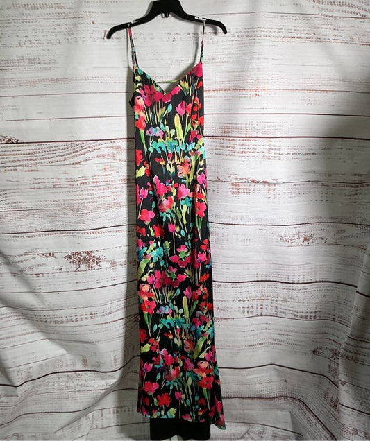 NWT Adrianna Pappell Floral Satin Maxi Dress w/open back Size 4 Retail $365