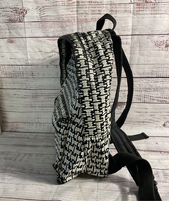 Rare Essentials Fear Of God Designer Black White Zip Shoulder Straps Backpack