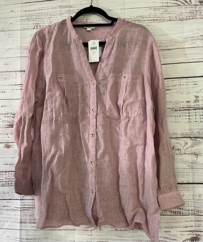 NWT Women's J. Jill Light Pink Linen Blouse Size LP