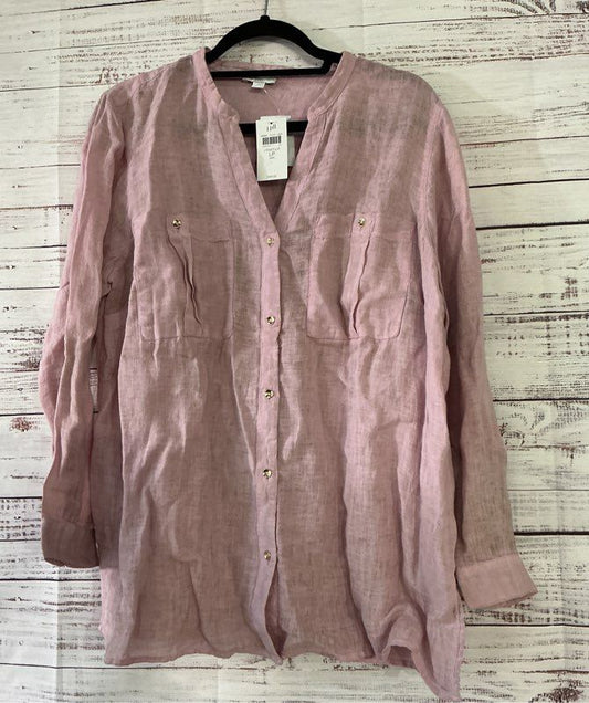 NWT Women's J. Jill Light Pink Linen Blouse Size LP