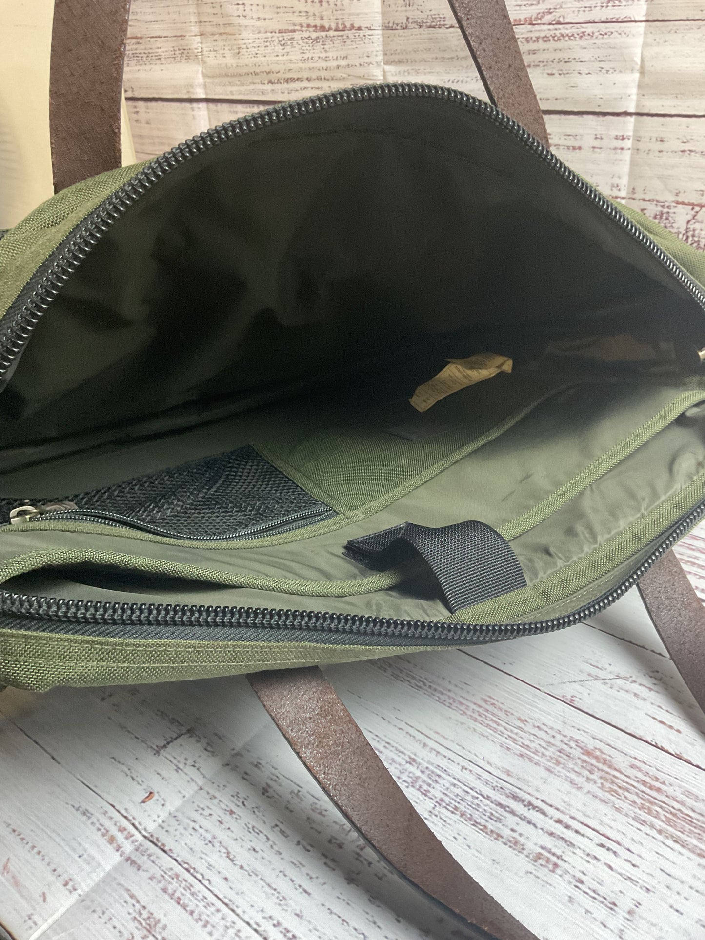 Filson Green Canvas Briefcase with Shoulder Strap