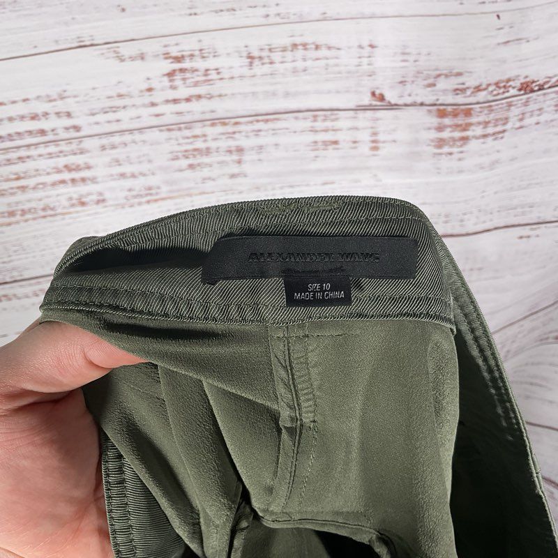 Alexander Wang Olive Green Twill Paneled Ruched Hem Safari Pants - Size 10