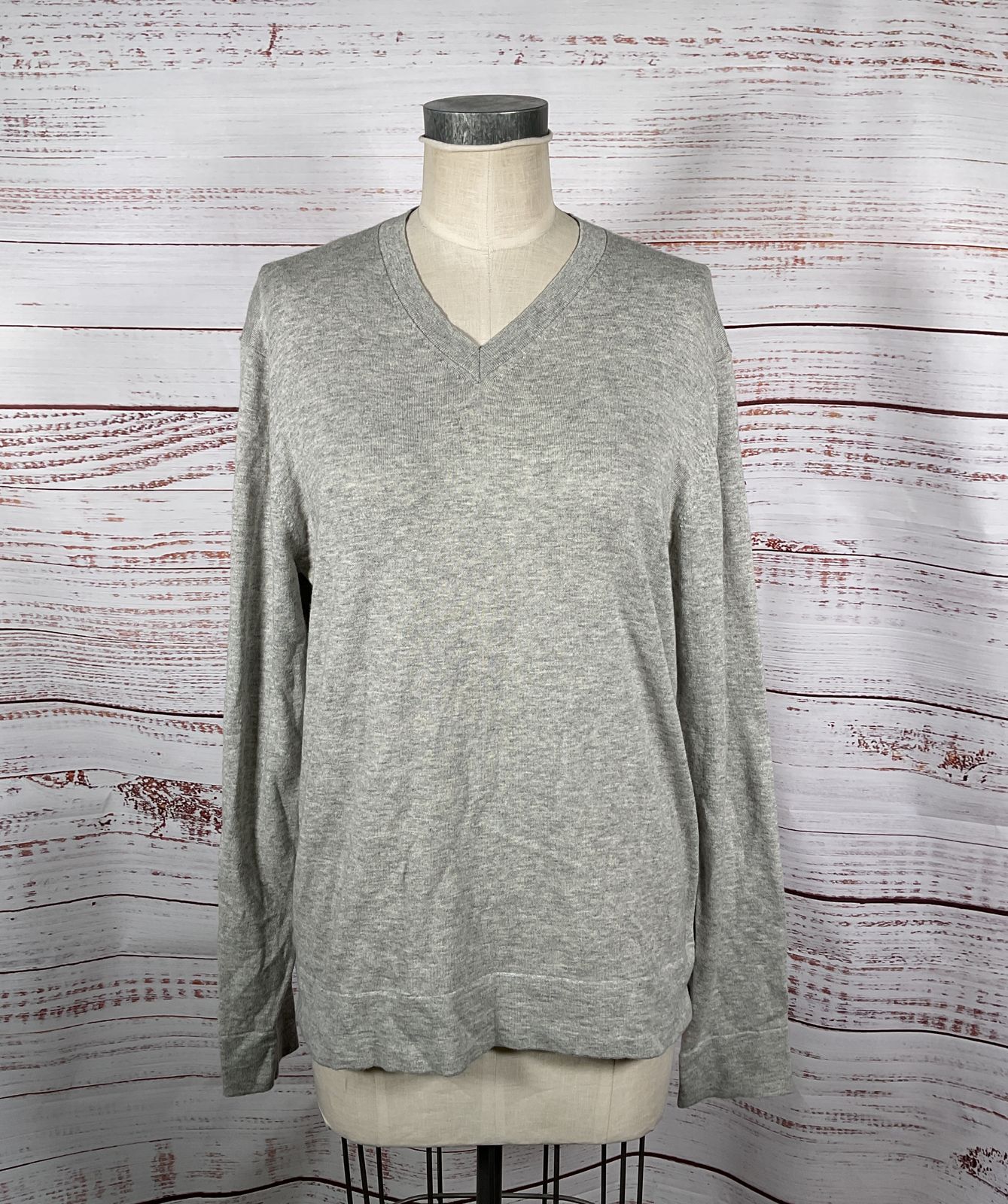 Theory Leiman Daylight V-Neck Sweater Aluminum L