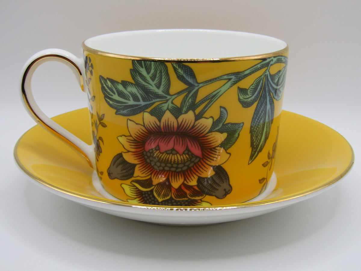 Wedgwood Wonderlust Yellow Tonquin Bone China Flat Cup & Saucer Set
