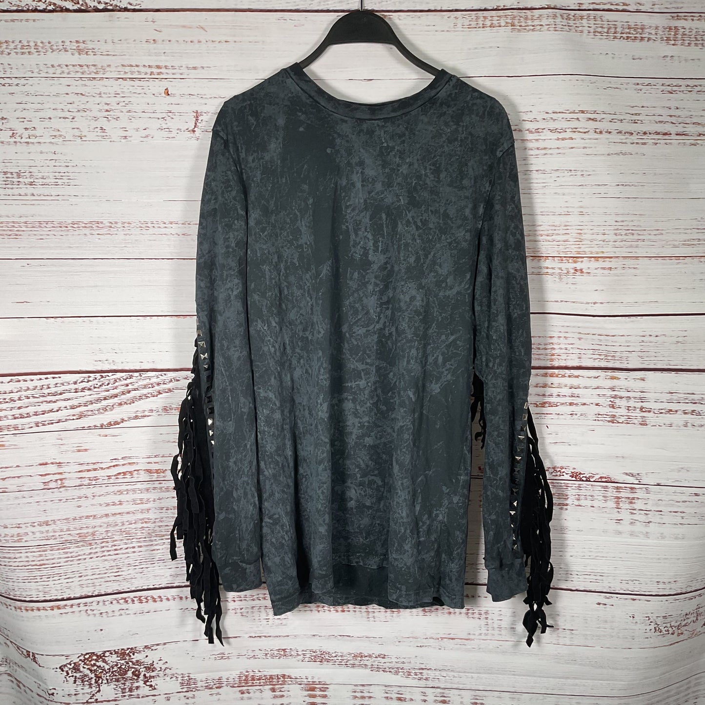 Asos Grey Fringe Studded Long Sleeve Sweatshirt - Size L