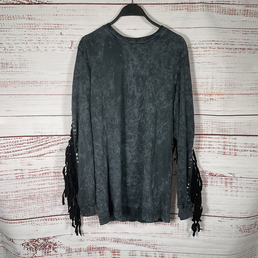 Asos Grey Fringe Studded Long Sleeve Sweatshirt - Size L