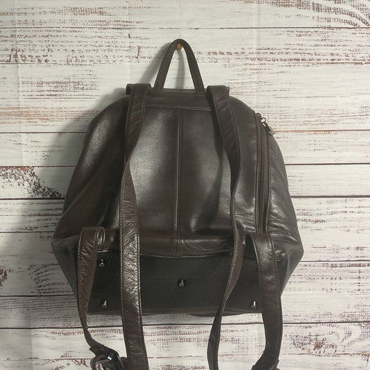 VTG. Perlina Dark Brown Leather Drawstring Rucksack Backpack