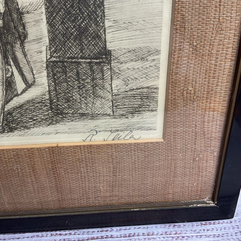 Vtg. Rudolf Seiler "Girls Festival" Signed, Framed 17" Etching