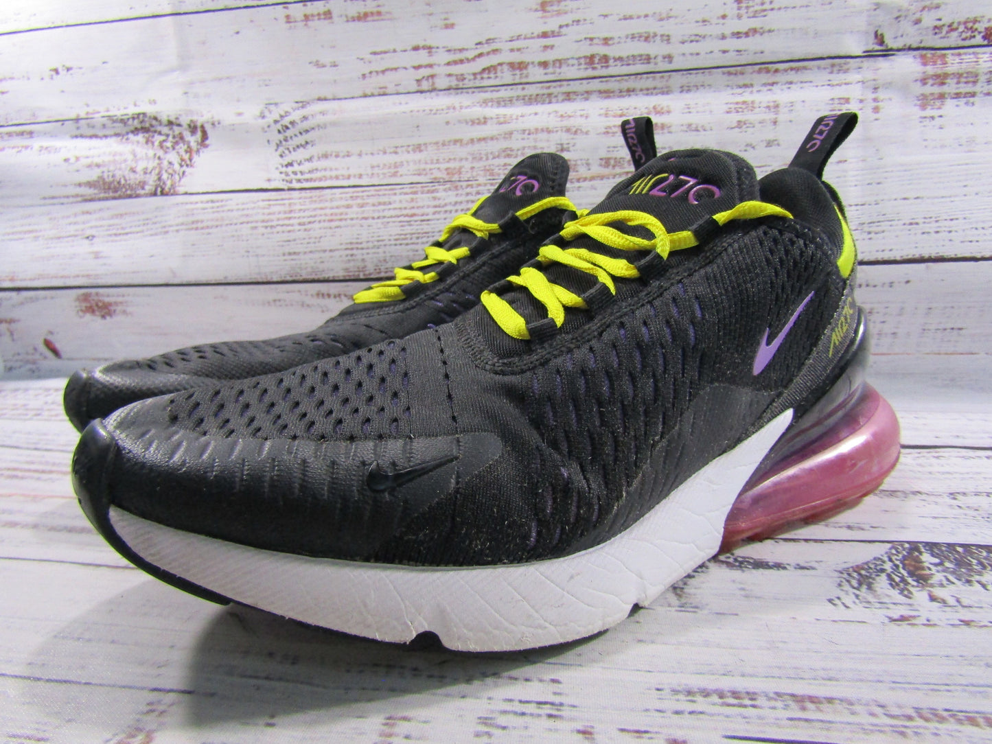 Nike Air Max 270 Men's Black Hyper Magenta Sneakers Size 9 AH8050-006