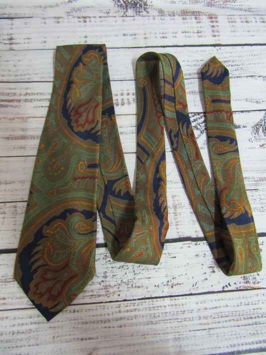 Lot of 2 Vintage Christian Dior Multi-Color Criss Cross Paisley Silk Tie