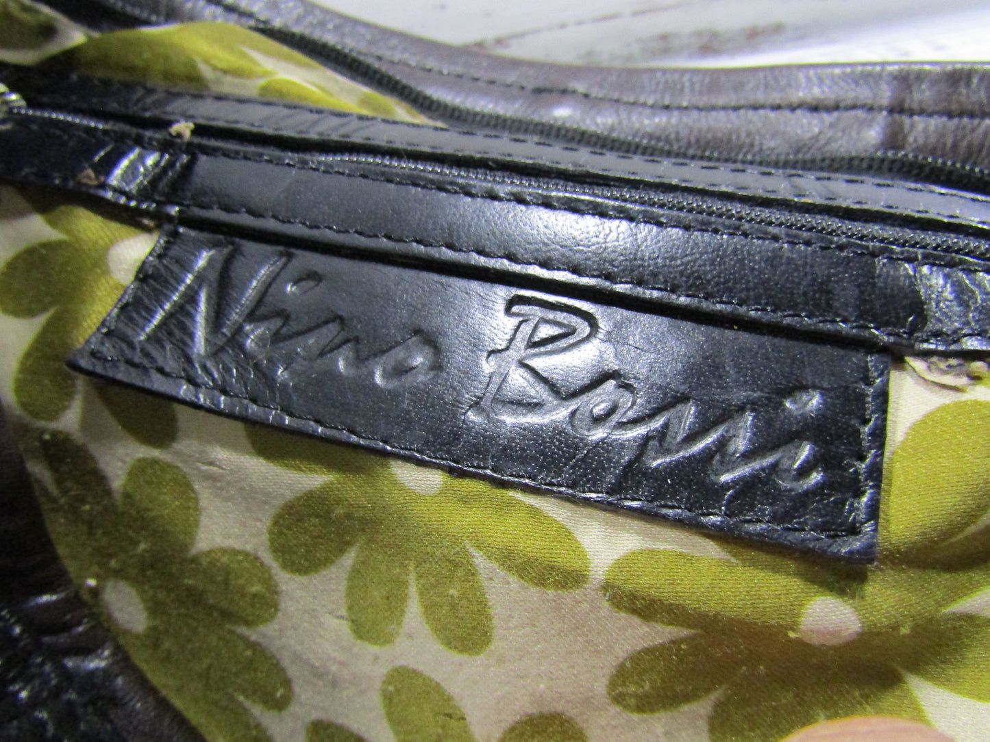 Nino Bossi Women's Distressed Black Leather Shoulder Bag