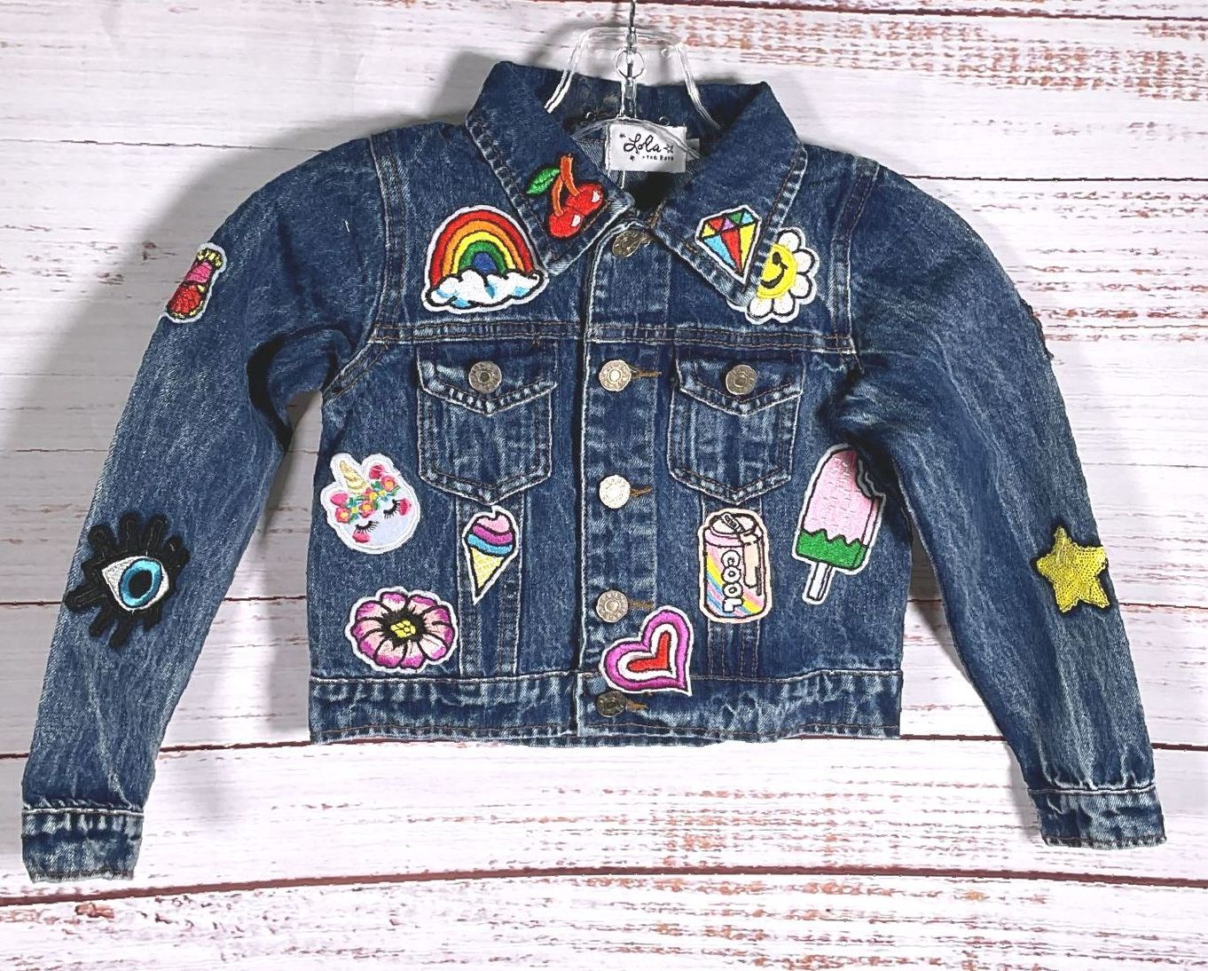 Lola & The Boys All About The Patch Denim Jacket Blue Multicolor 6T