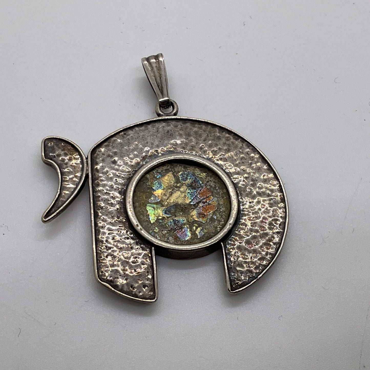 Sterling Silver Judaica Chai Hammered 1.75" Pendant- 8.52g