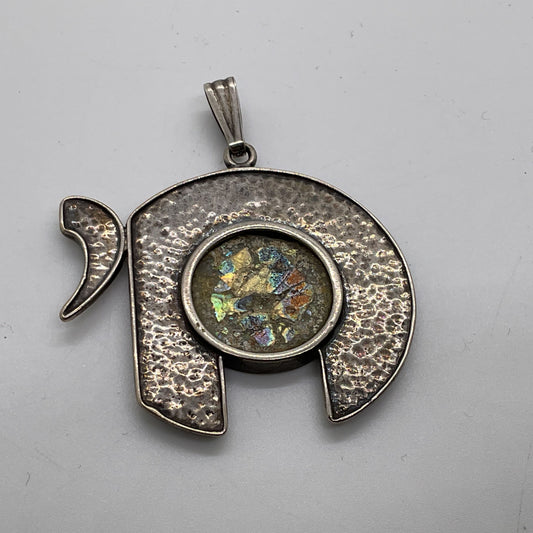 Sterling Silver Judaica Chai Hammered 1.75" Pendant- 8.52g