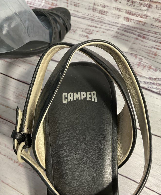 Women's Camper Black Leather Strappy Heels Size 39 EU/ 8.5 US