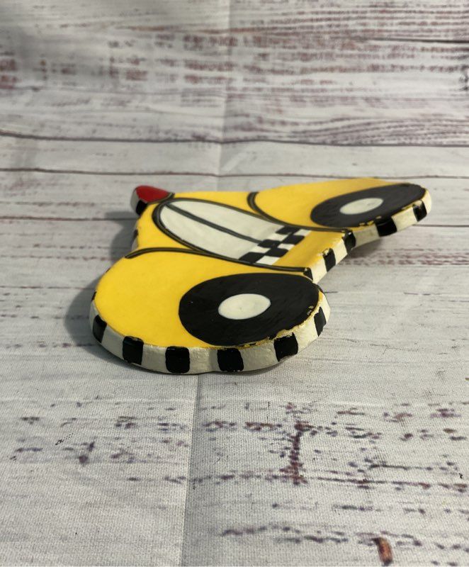 Alison Palmer Taxi Cab Black & Yellow Pottery Piece Signed