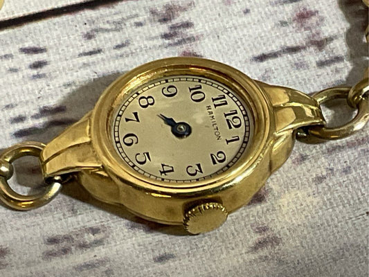 VTG. HAMILTON 10K Gold Filled Engraved on Back (DAMAGED)