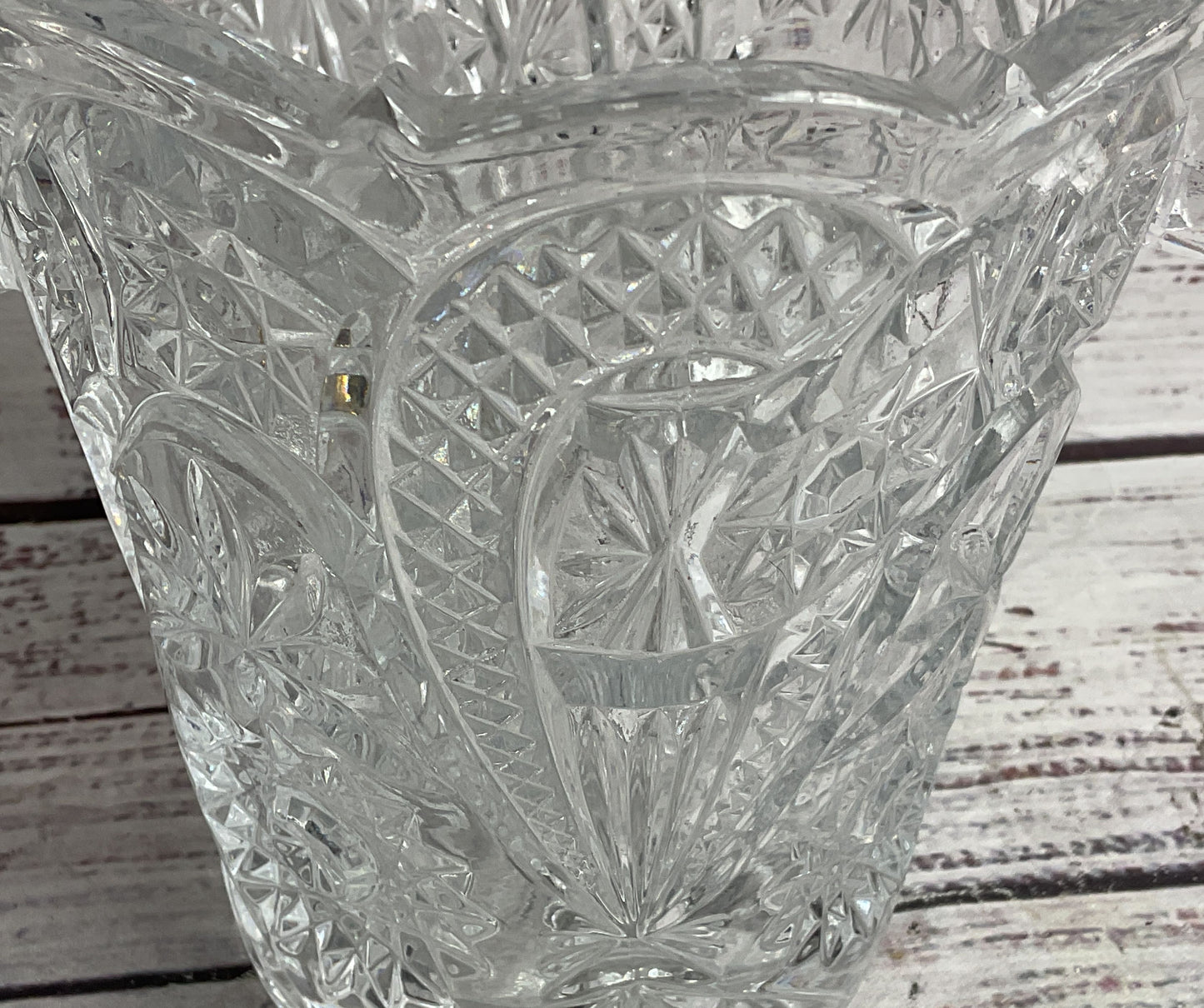 Vintage Cut Glass 5.5" Czechoslovakia Ice Bucket Clear