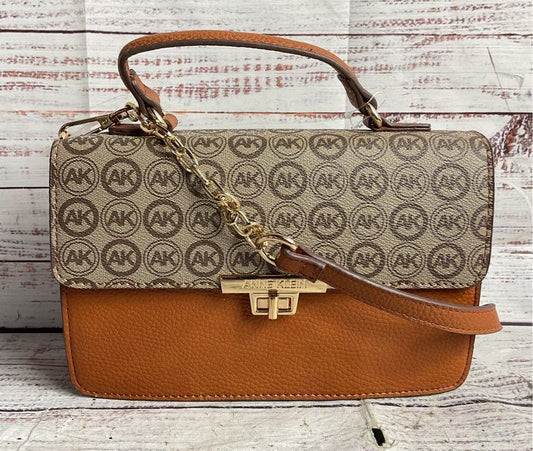 Anne Klein Ring Logo Convertible Shoulder Bag Saddle Brown