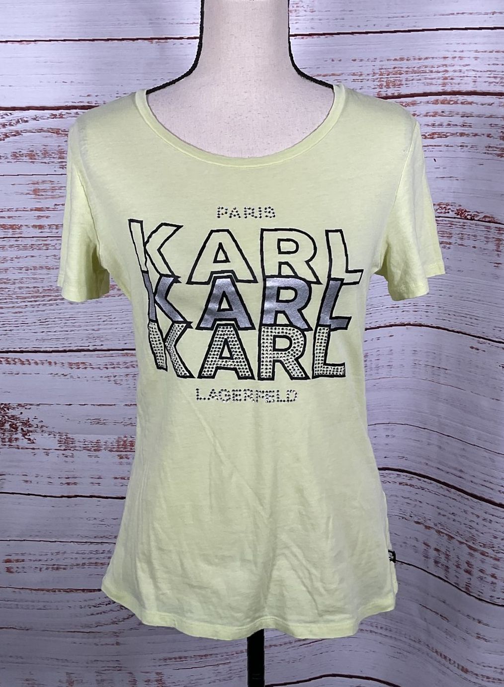 Karl Lagerfeld Embellished Karl Karl Karl Shirt Yellow XS