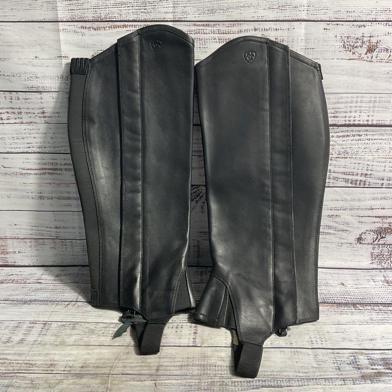 NWOT Ariat Black Leather Classic Chap III Chaps - Size LT
