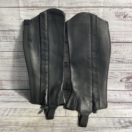 NWOT Ariat Black Leather Classic Chap III Chaps - Size LT