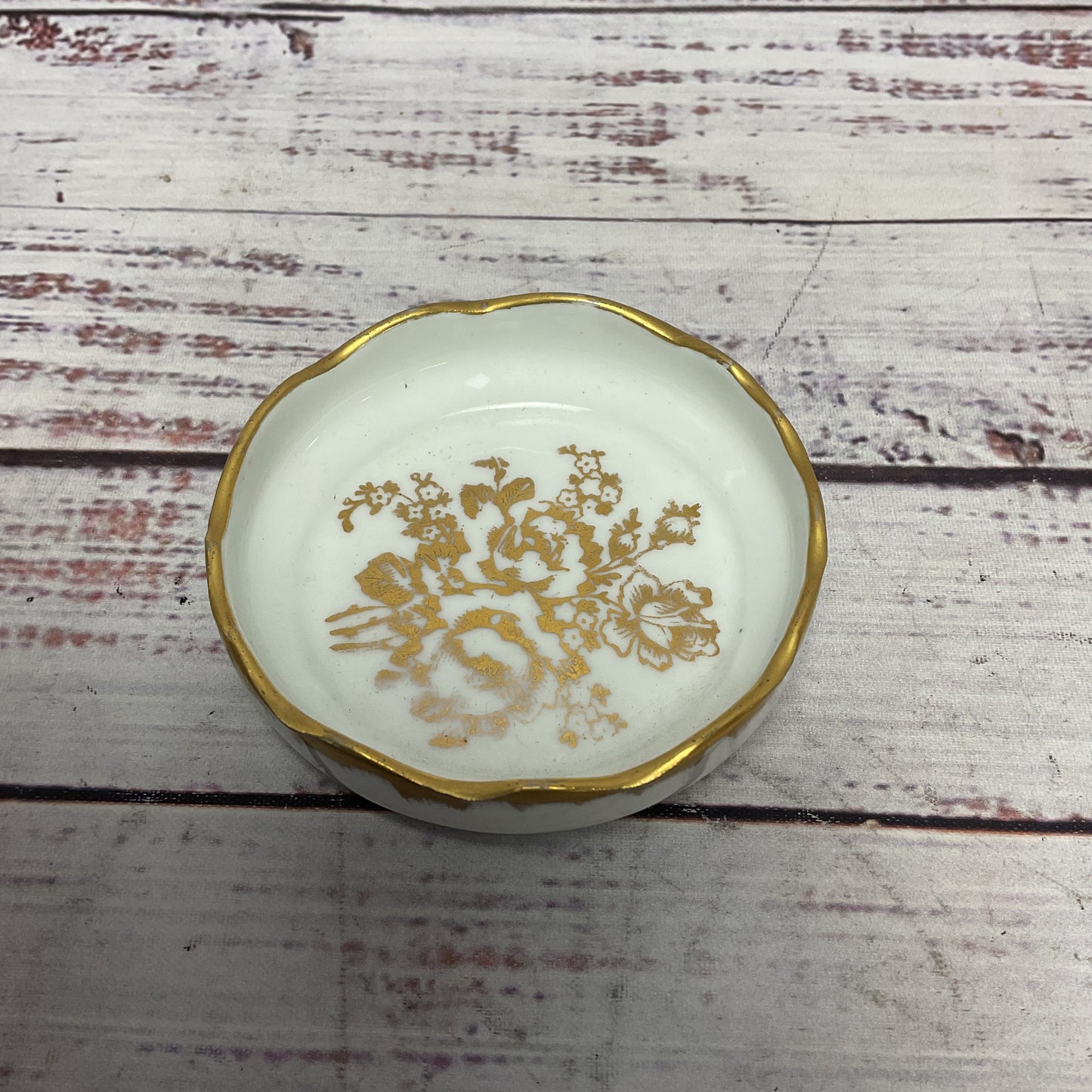 Limoges France Hand Painted Golden Gilt 3 Footed Porcelain Bowl And Dish Candle