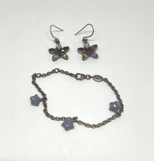 loveivy Sterling Silver Chain Bracelet Stay Charms & Drop Earrings
