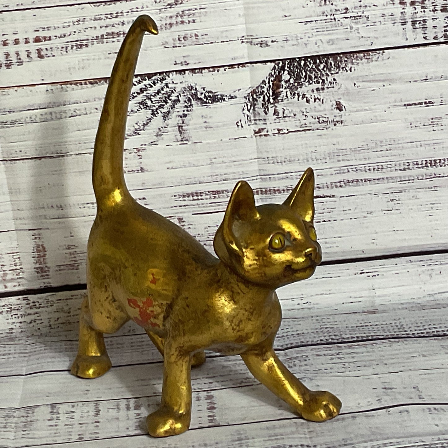 1973 VTG. ANTHONY FREEMAN MCFARLIN? Gold Leave Cat Figurine- 8" x 10"