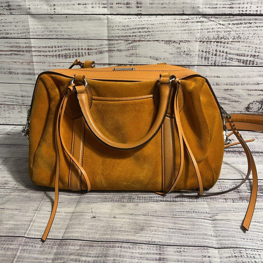 Rebecca Minkoff Caramel Brown Suede Leather Trim Shoulder Strap Handbag Purse