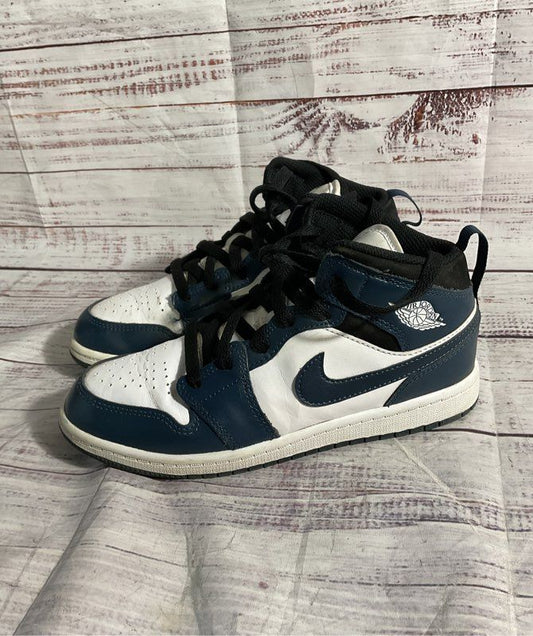 Nike Air Jordan 1 Mid French Blue White Youth 3Y Kids High Top Sneakers