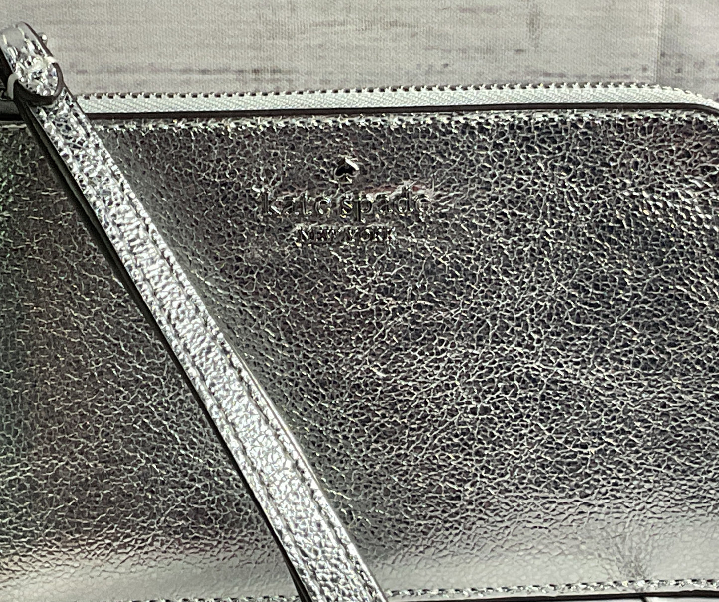 Kate Spade Metallic Leather Lucy Slim Wristlet Silver