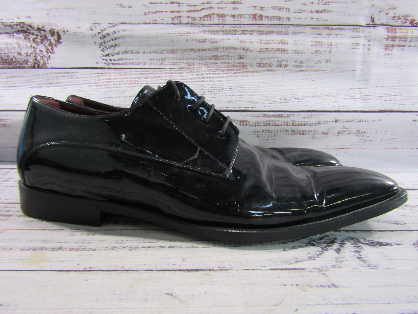 Vintage Dolce & Gabbana Men's Black Patent Leather Tuxedo Dress Shoes Size 7