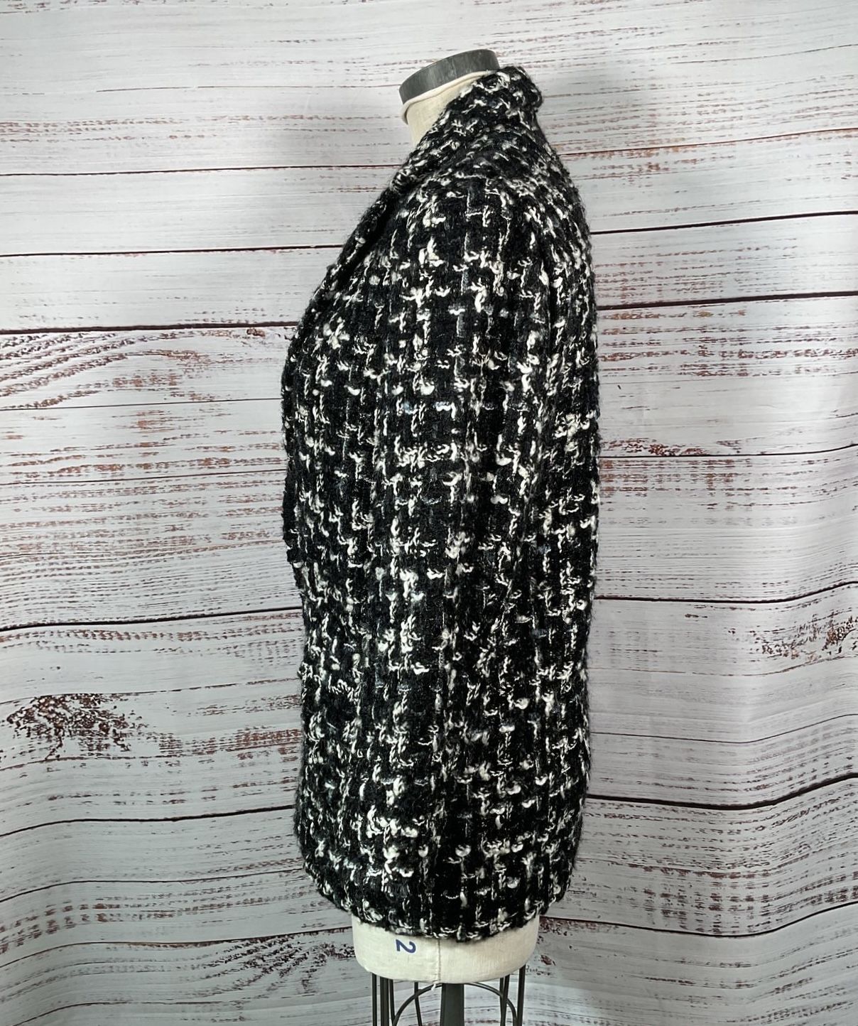 IRO Black and White Tweed One-Button Coat Women's - Size 34