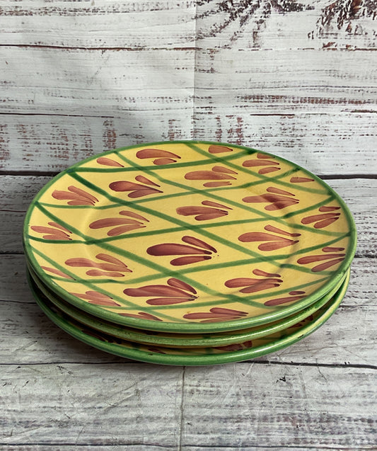 Lamas Vintage Italian Hand-Painted 8" Set of 3 Plates Multicolor