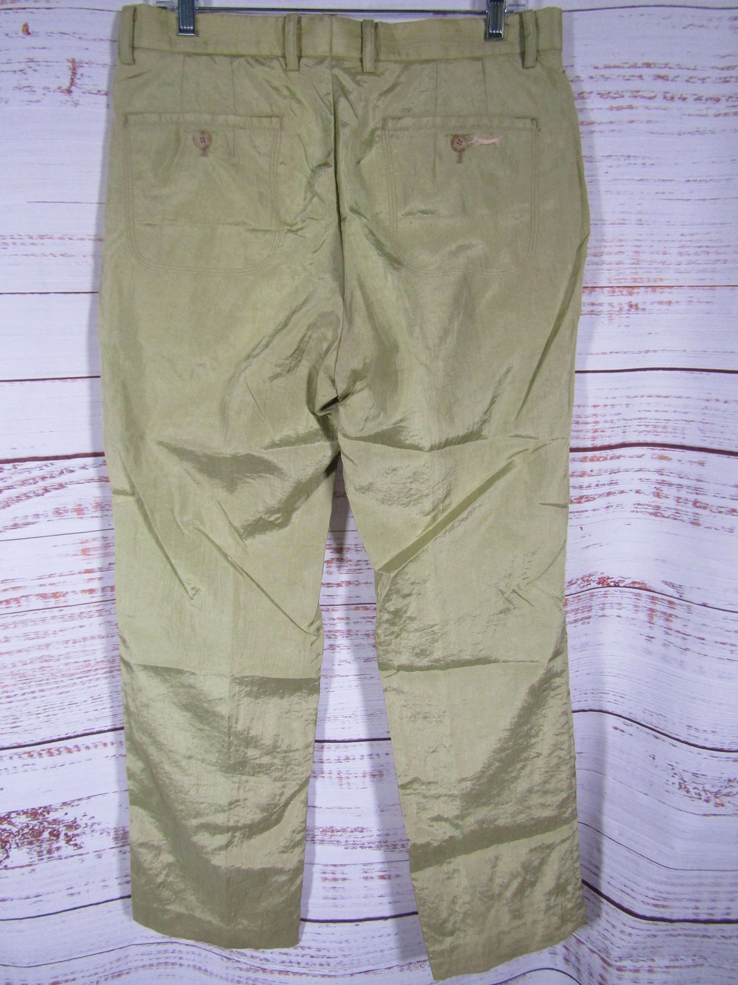 Louis Castel Men's Green Nylon Pants Size 32