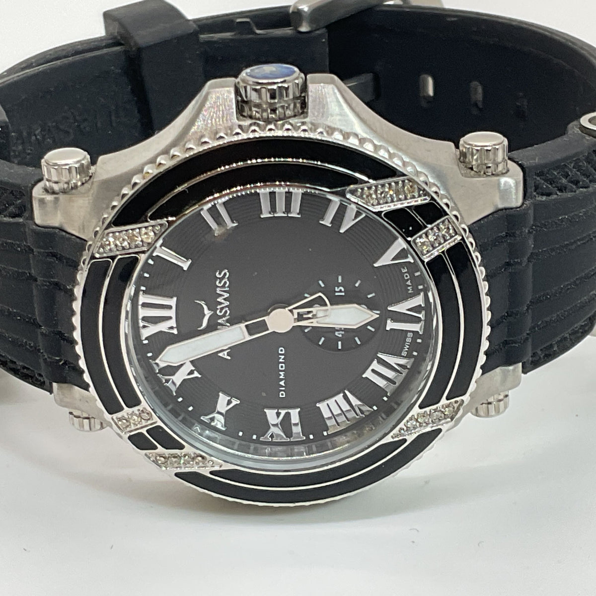 AQUASWISS Bolt L Women's Diamond Accent Silver Tone Rubber Band Watch