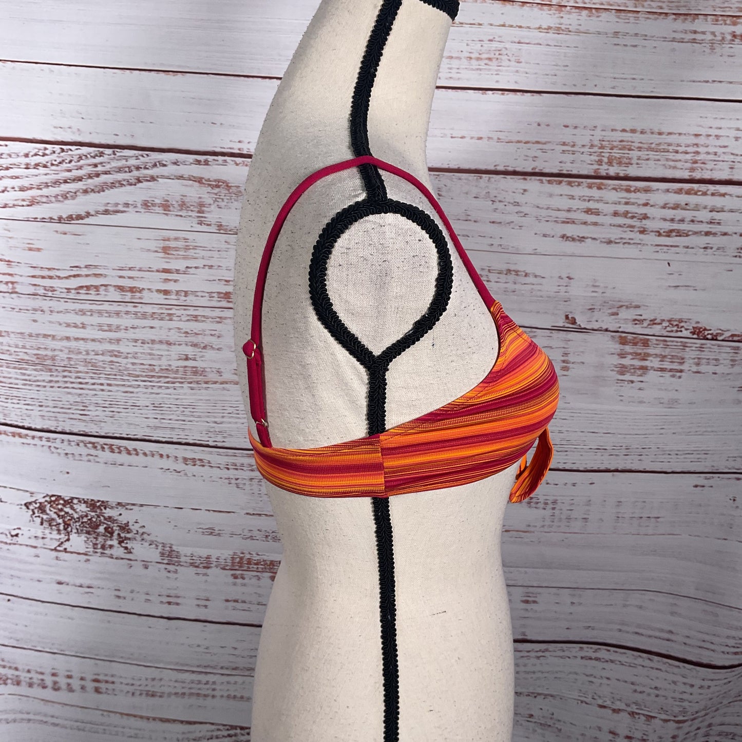 Frankie's Bikinis Maison Bralette Orange Red Space Dye Top Bikini Top Size S New