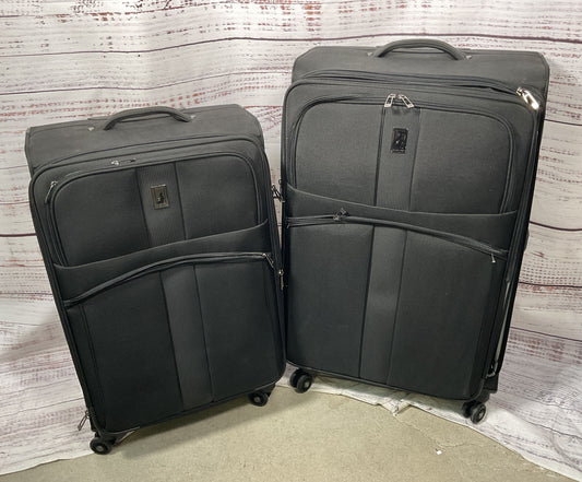 London Fog Rolling Expandable 2 Piece Luggage Set Black