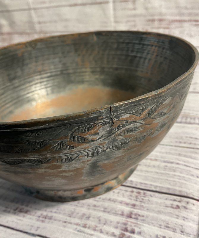 Antique Charlotte Jerusalem Copper Mix? Metal Bowl 6.25"
