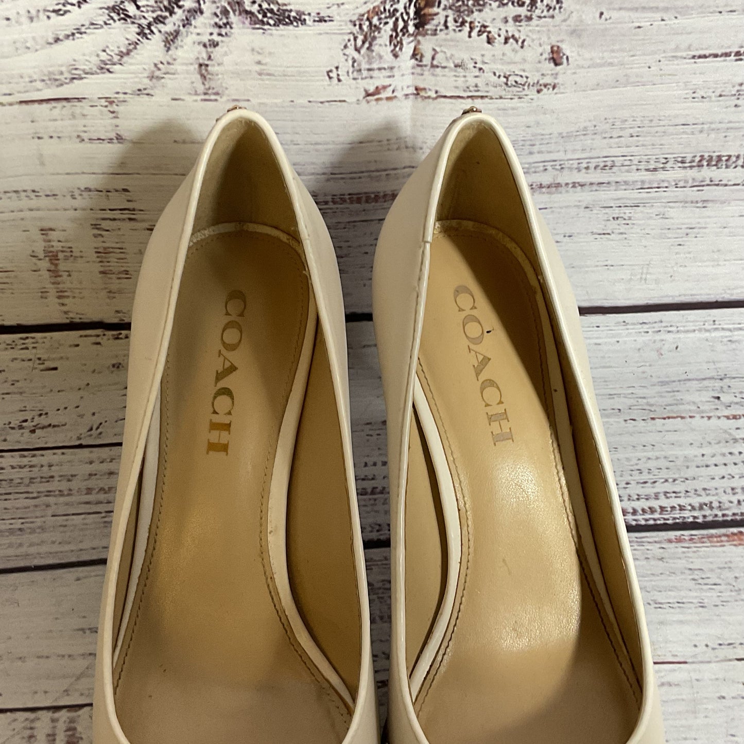COACH Waverly Women's Beige Studded Pump Heels Shoes- SZ 7.5