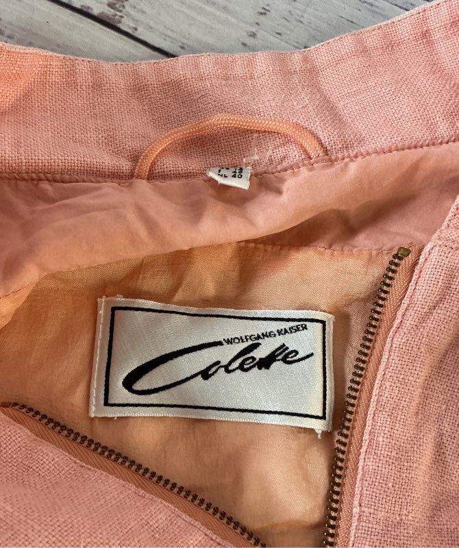 Women's Vintage Wolfang Kaiser Colette Peach Silk/Linen Jacket US L