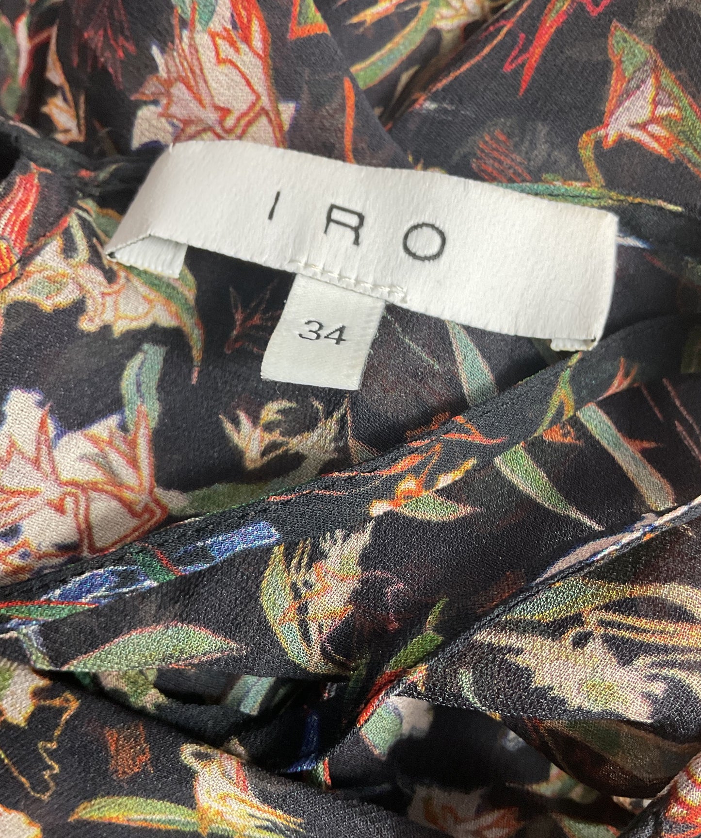 IRO Top Bow Floral Print Ruffled Crepe Multicolor 34
