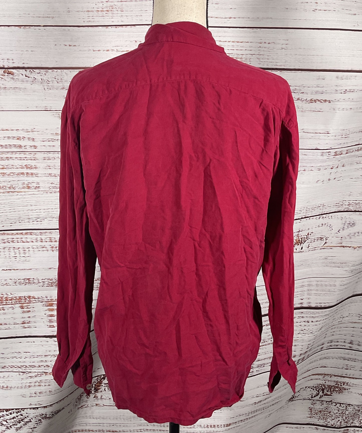 Von Dutch Vintage Silk Button Long Sleeve Shirt Burgundy S