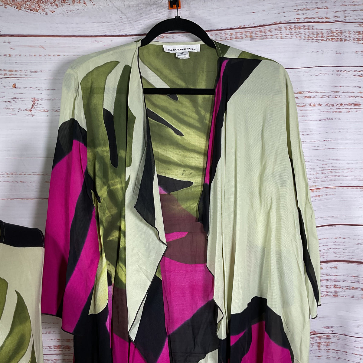 2pc CAROLINE ROSE Women's Green/Pink Cardigan & Tank Blouse- SZ SP
