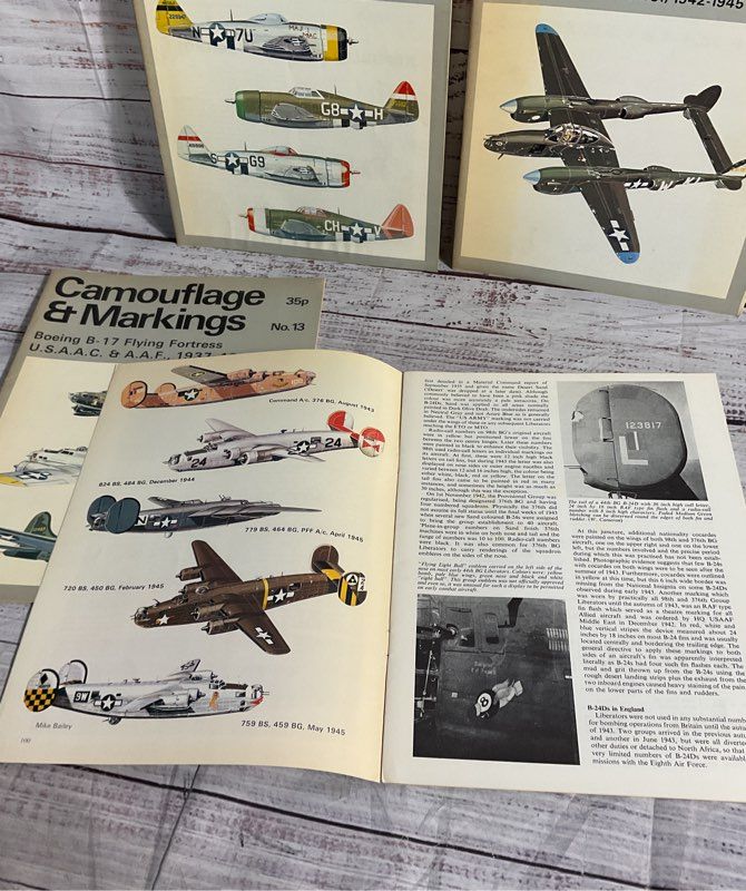 Lot Of 4 Vintage Airplane Camouflage & Markings N0. 13 15 17 18 Army Magazines