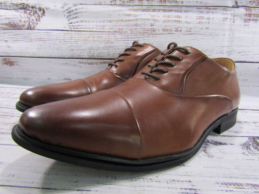 Kenneth Cole Kylar Men's Brown Leather Cap Toe Oxford Shoes Size 9.5