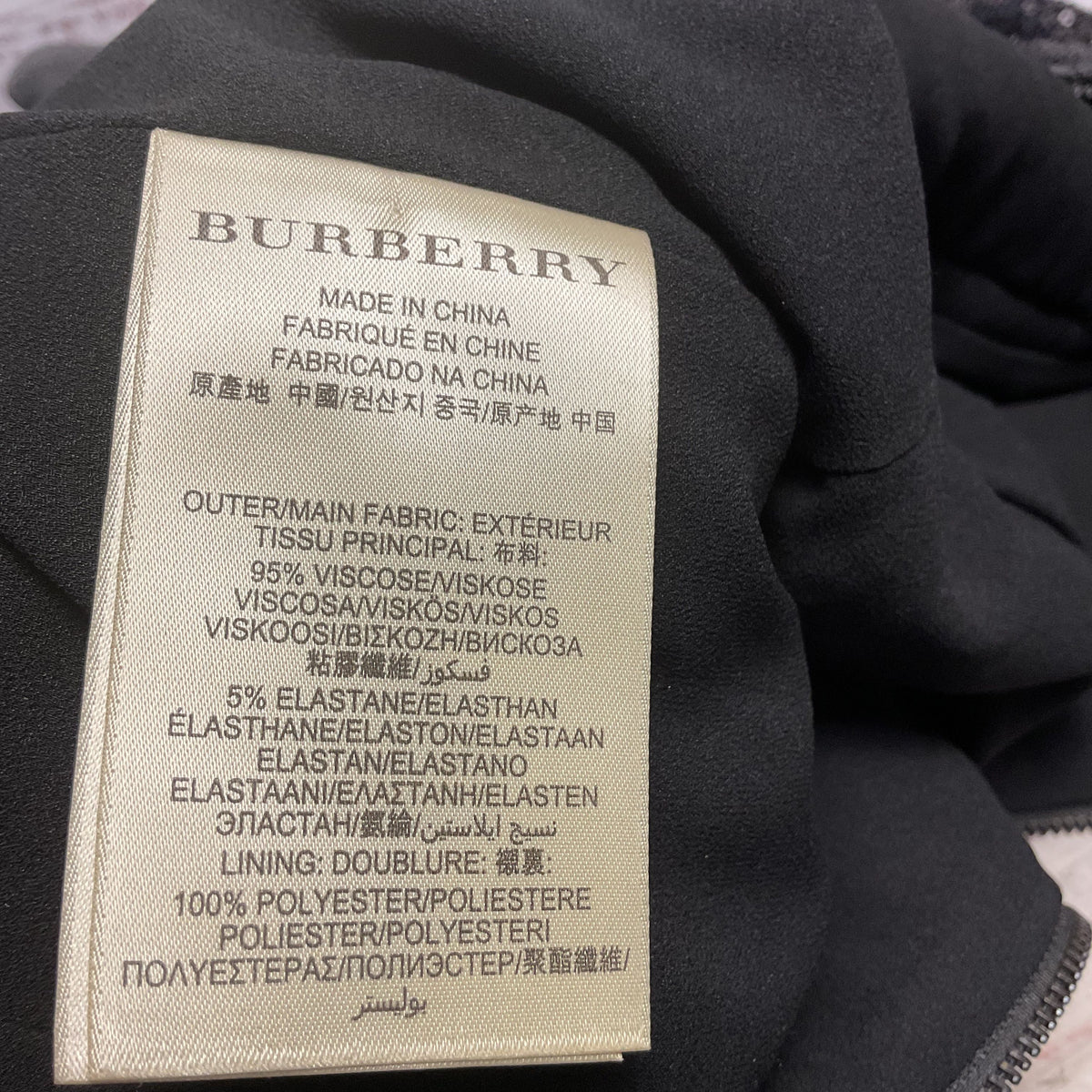 Burberry London Black Sequin Crossover V-Neck Sheath Midi Dress - Size 4